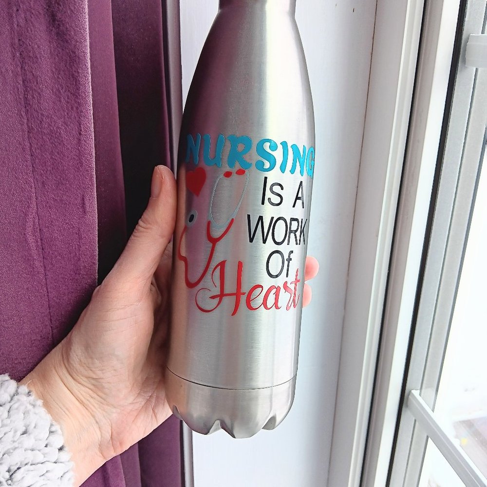 'Nurse' Graphic Stainless Steel Water Bottle 28 Oz Gift